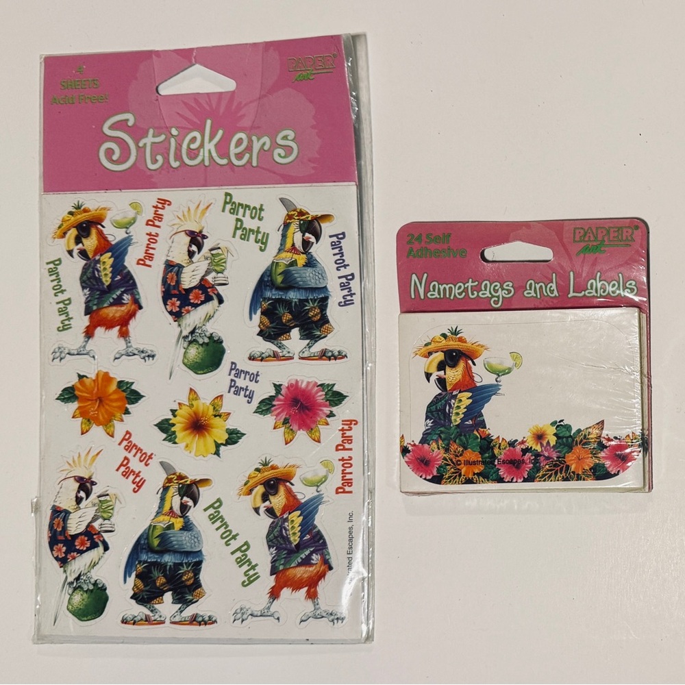 Creative Expressions Tropical Parrot Party Stickers and Nametags